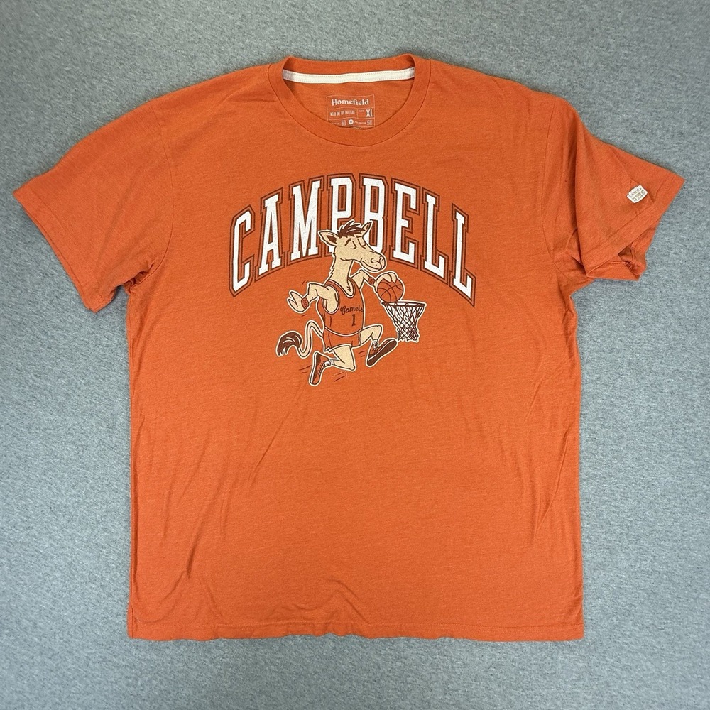 Campbell Camels Basketball Orange XL Homefield Apparel T-Shirt Vintage Mascot